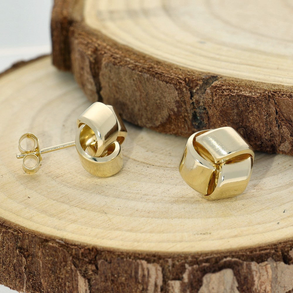 9ct Yellow Gold Polished Knot Stud Earrings 9.5mm