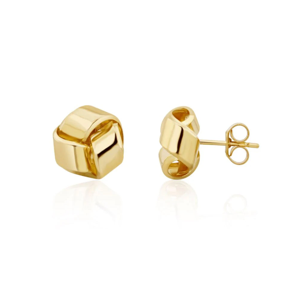 9ct Yellow Gold Polished Knot Stud Earrings 9.5mm