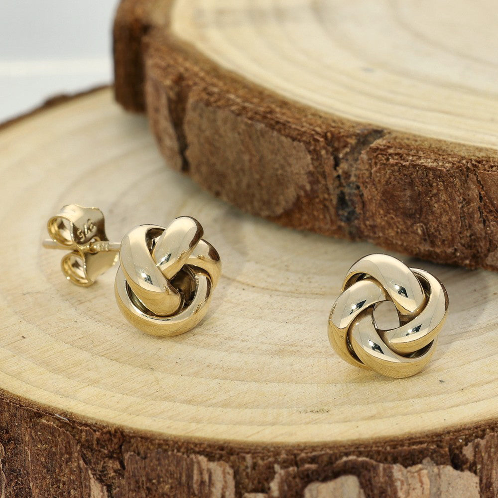 9ct Yellow Gold Polished 4 Strand Knot Stud Earrings 9mm