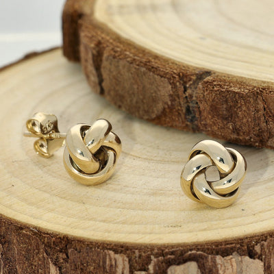 9ct Yellow Gold Polished 4 Strand Knot Stud Earrings 9mm