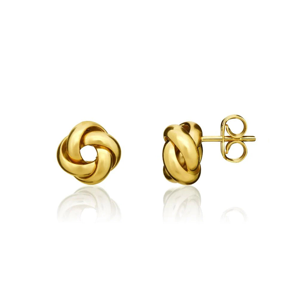 9ct Yellow Gold Polished 4 Strand Knot Stud Earrings 9mm