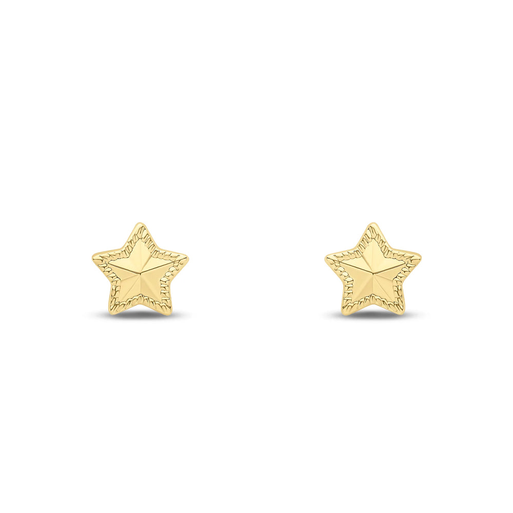 9ct Yellow Gold Star Stud Earrings with Pointed Centre 5.5mm