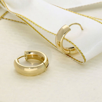 9ct Yellow Gold Polished Round Huggy Hoop Earrings 15mm x 5mm