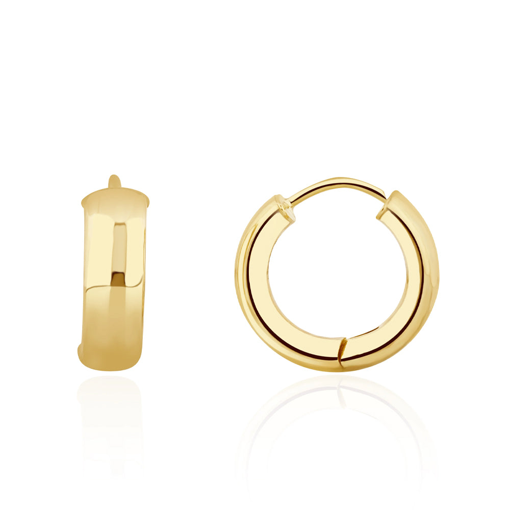 9ct Yellow Gold Polished Round Huggy Hoop Earrings 15mm x 5mm