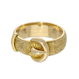Antique 18ct Yellow Gold Patterned Buckle Ring c.1909