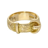 Antique 18ct Yellow Gold Patterned Buckle Ring c.1909