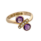 Vintage 9ct Rose Gold Amethyst & Pearl Ring c.1914