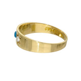 Vintage 18ct Yellow Gold Turquoise & Pearl Gypsy Ring