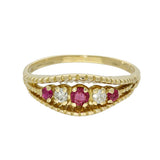 Pre-owned 18ct Yellow Gold Ruby & Diamond 5-Stone Ring