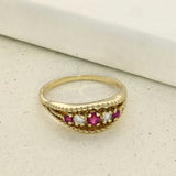 Pre-owned 18ct Yellow Gold Ruby & Diamond 5-Stone Ring