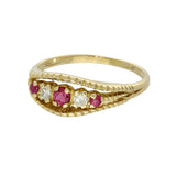 Pre-owned 18ct Yellow Gold Ruby & Diamond 5-Stone Ring