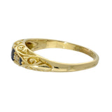Antique 18ct Yellow Gold Sapphire & Diamond 5-Stone Ring c.1919