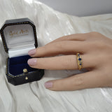 Antique 18ct Yellow Gold Sapphire & Diamond 5-Stone Ring c.1919