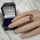 Vintage 9ct Rose Gold Amethyst & Pearl Ring c.1914