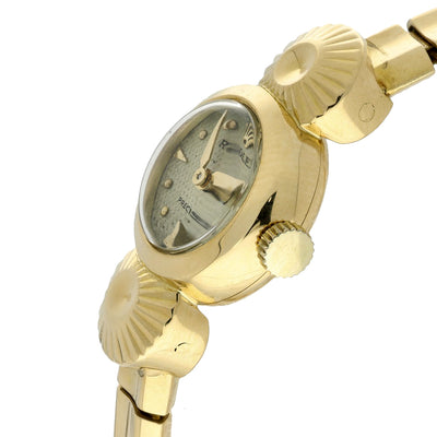 Pre-owned 18ct Gold Rolex Precision 1940s Cocktail Watch on Flexi Bracelet with Safety Chain