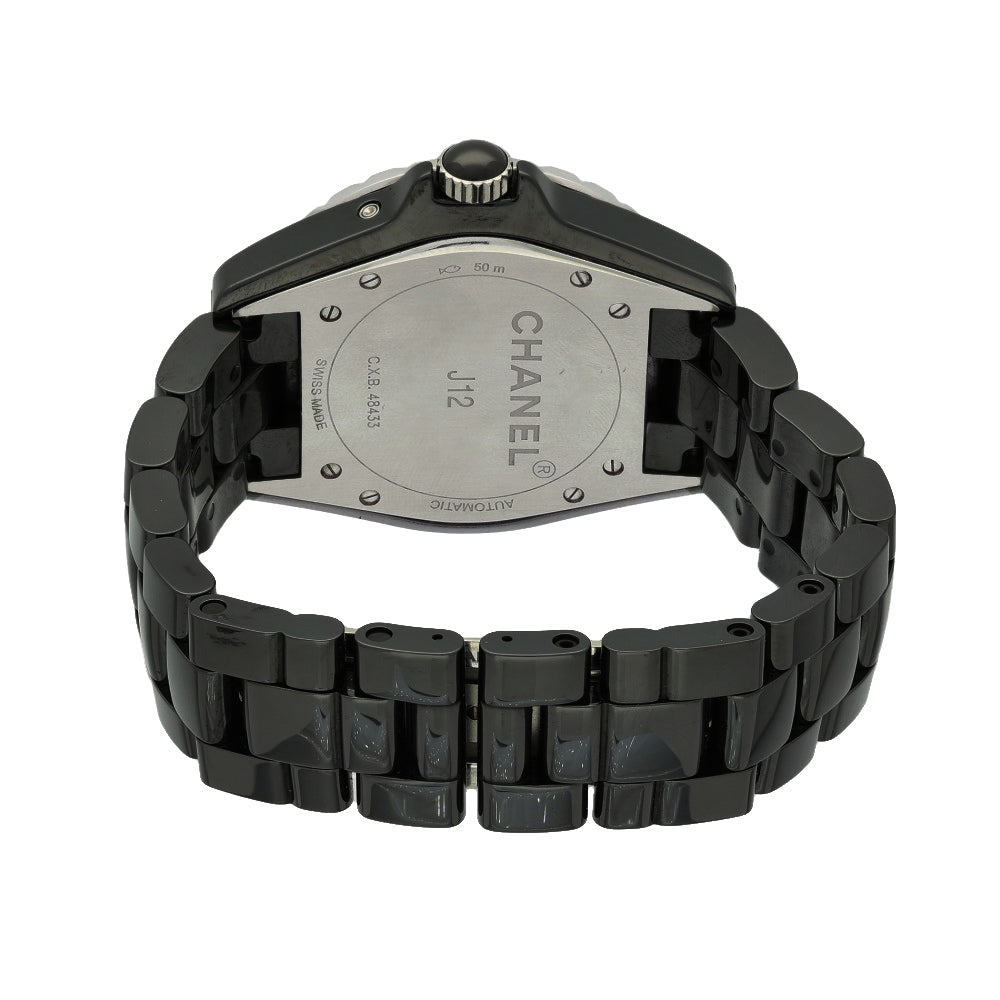 Pre-owned Unisex Chanel J12 Moonphase Black Ceramic 2017 Automatic Watch H3405