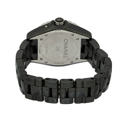 Pre-owned Unisex Chanel J12 Moonphase Black Ceramic 2017 Automatic Watch H3405