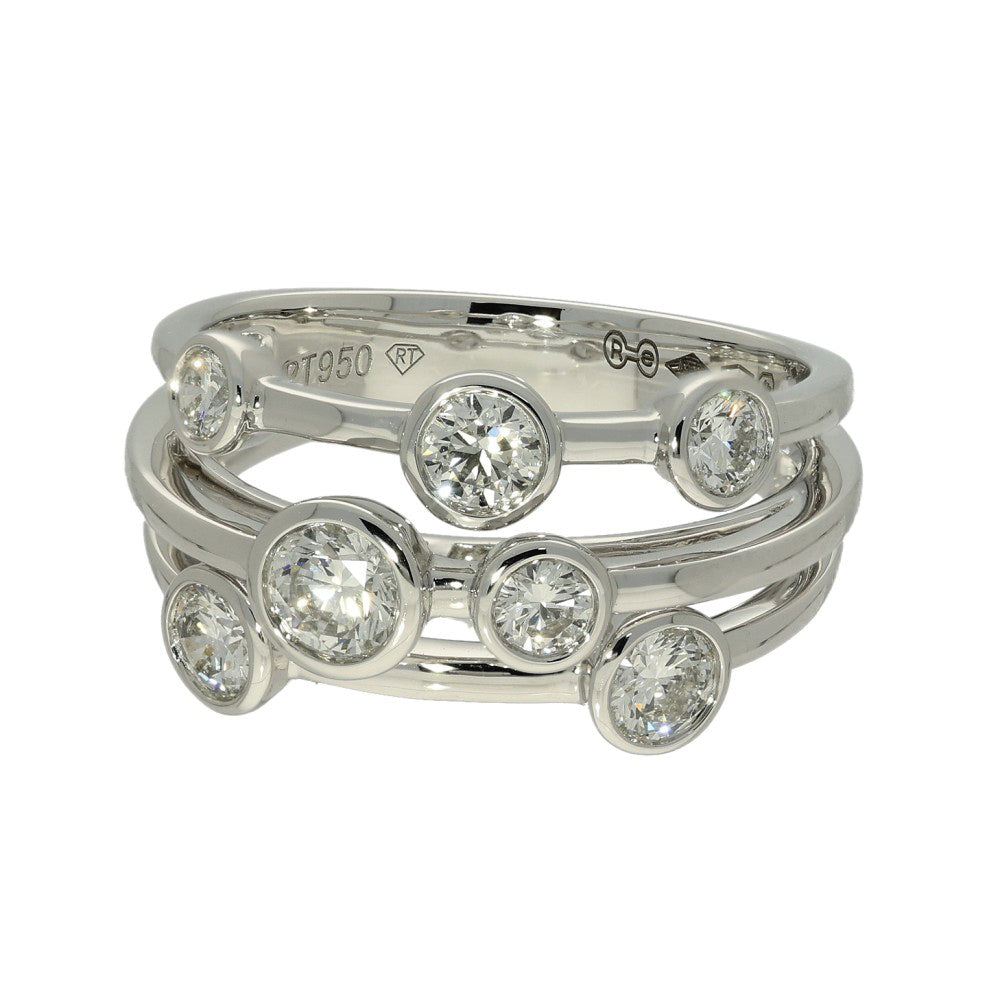 Platinum Diamond Triple Row Bubble Ring - 1ct