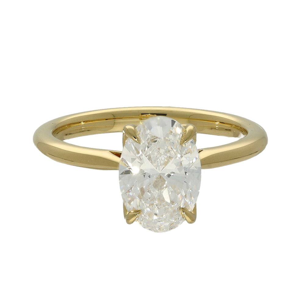 18ct Yellow Gold Laboratory-Grown 2ct Oval Diamond Solitaire Engagement Ring