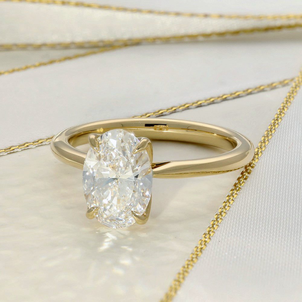 18ct Yellow Gold Laboratory-Grown 2ct Oval Diamond Solitaire Engagement Ring