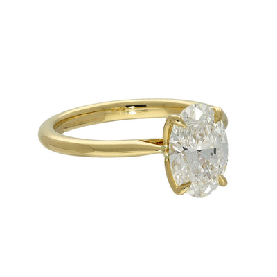 18ct Yellow Gold Laboratory-Grown 2ct Oval Diamond Solitaire Engagement Ring