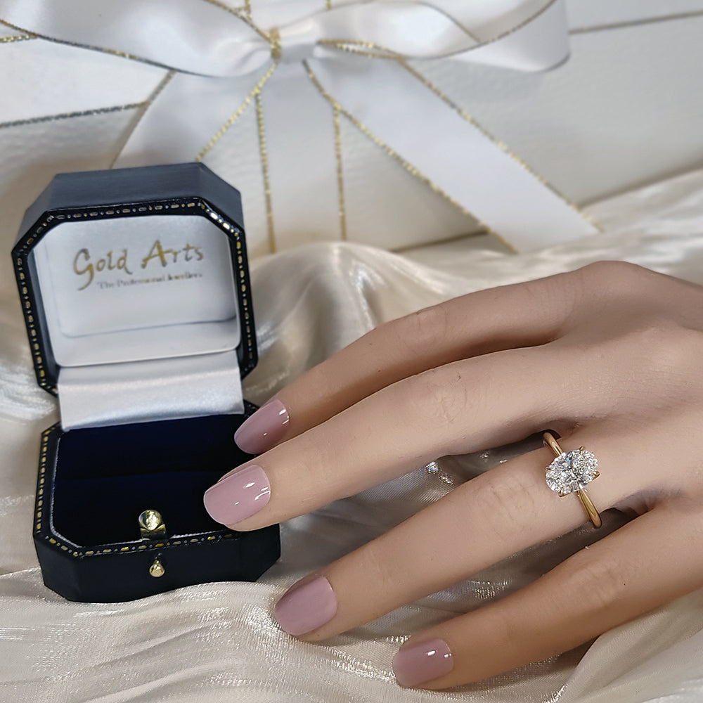 18ct Yellow Gold Laboratory-Grown 2ct Oval Diamond Solitaire Engagement Ring