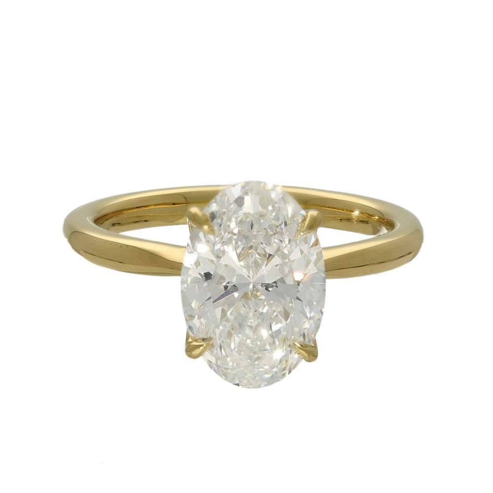 18ct Yellow Gold Laboratory-Grown 3ct Oval Diamond Solitaire Engagement Ring