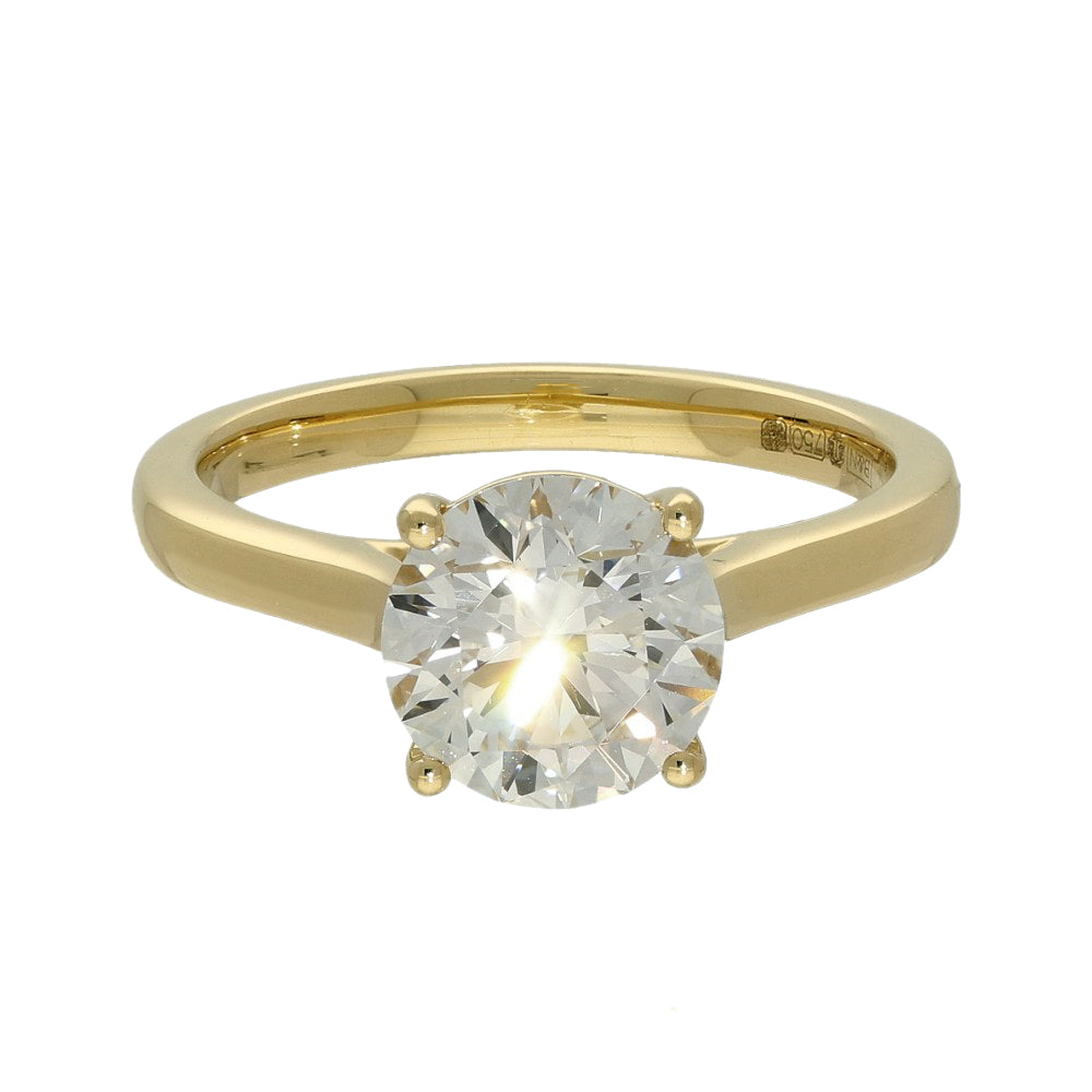 18ct Yellow Gold Laboratory-Grown 2ct Diamond Solitaire Engagement Ring