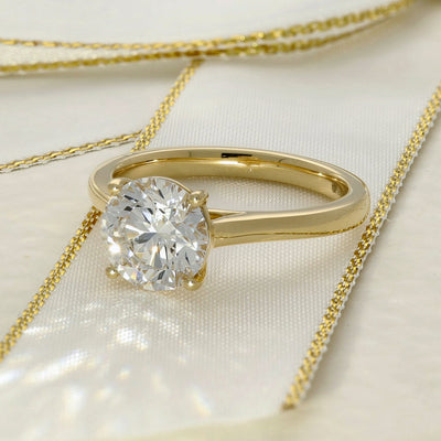 18ct Yellow Gold Laboratory-Grown 2ct Diamond Solitaire Engagement Ring