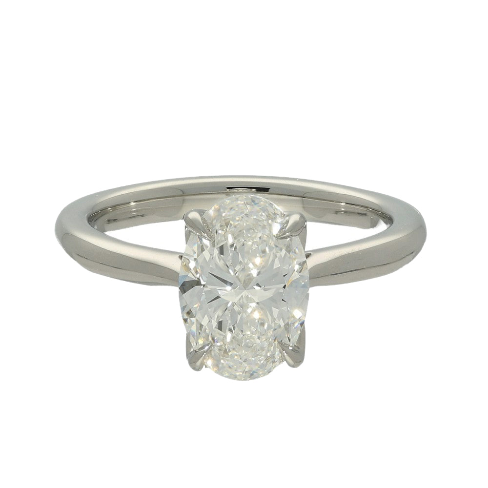 Platinum Laboratory-Grown 2ct Oval Diamond Solitaire Engagement Ring