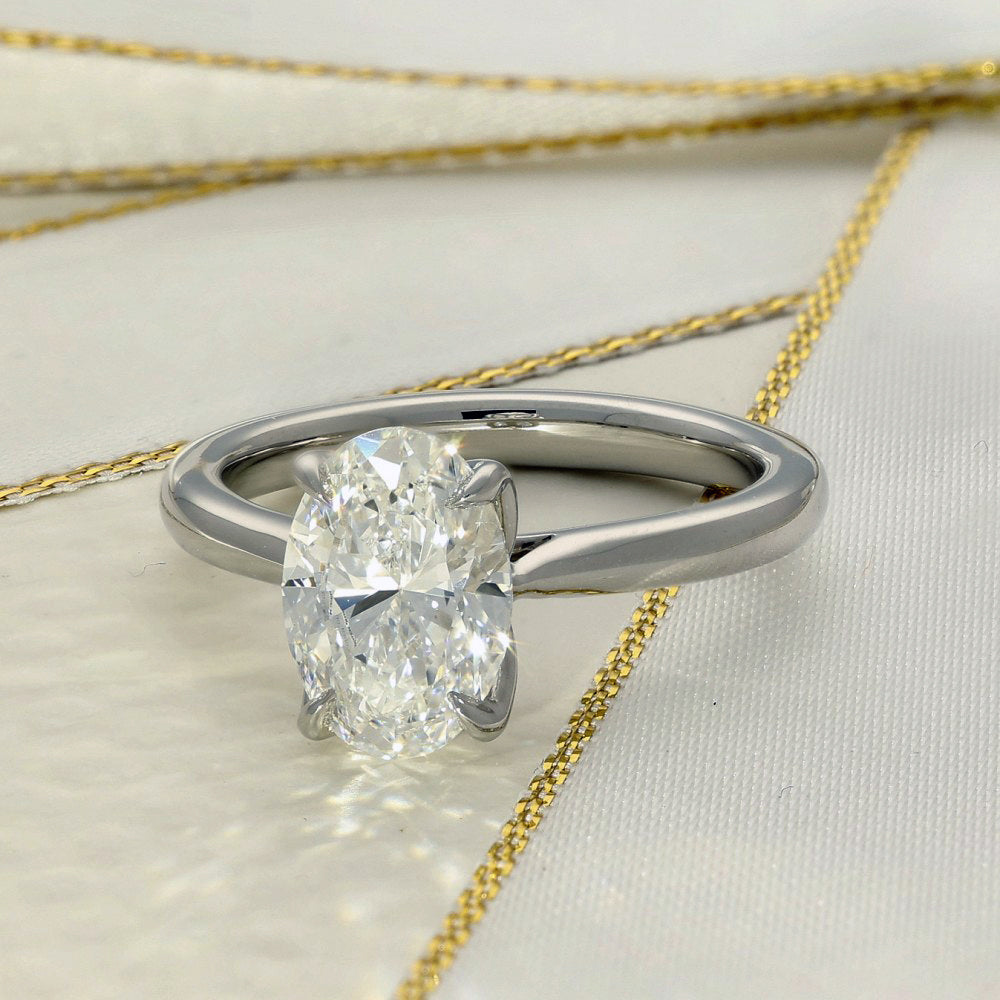 Platinum Laboratory-Grown 2ct Oval Diamond Solitaire Engagement Ring