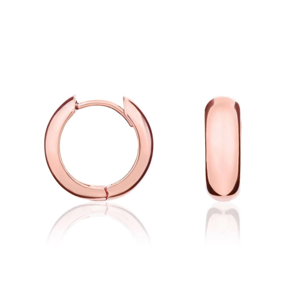9ct Rose Gold Polished Round Huggy Hoop Earrings 15mm x 5mm