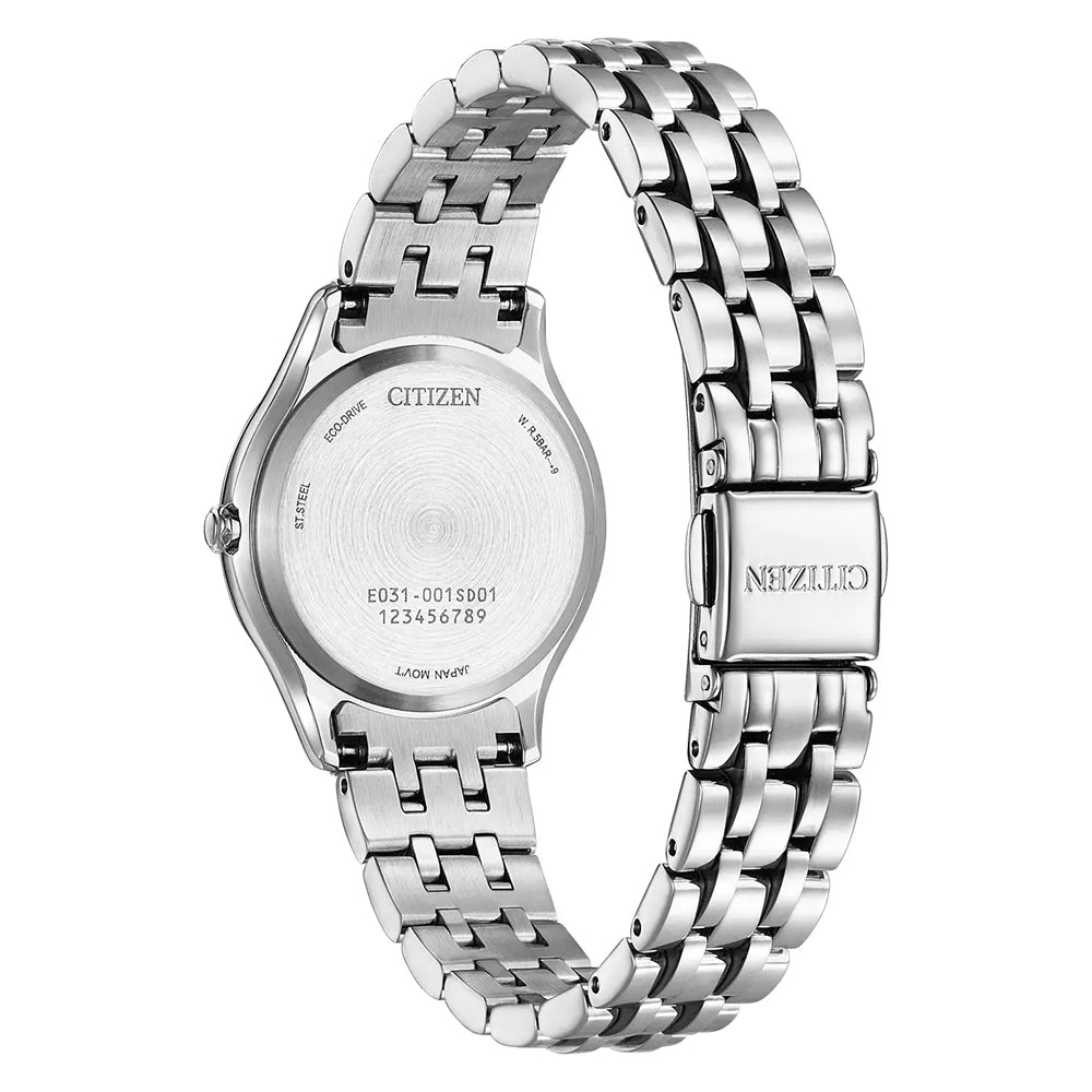 Ladies Citizen Eco Drive Silhouette Diamond Steel Watch, EM1010-51D