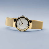 Bering Classic 22mm Gold PVD Stainless Steel Quartz Milanese Bracelet Watch 10122-334