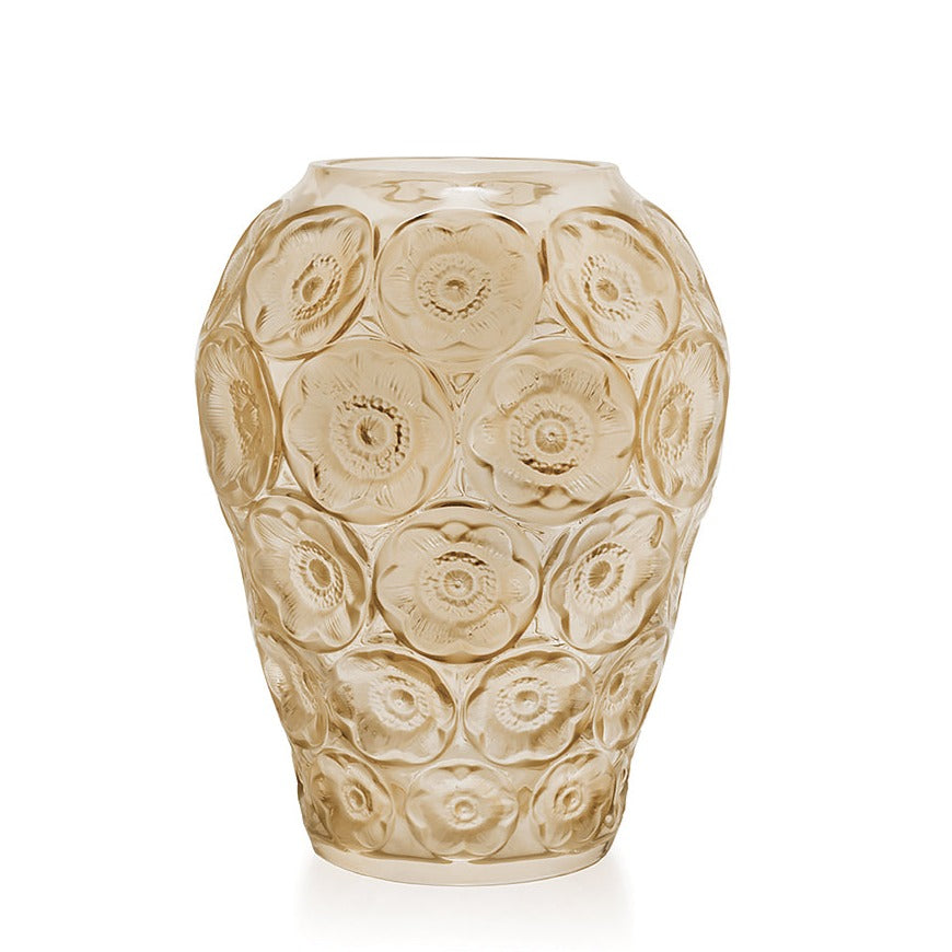 Lalique Anemones Vase - Gold Luster Crystal 10518500
