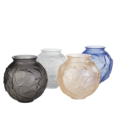 Lalique Hirondelles Medium Vase, Swallows Vase - Blue Crystal - 10624200