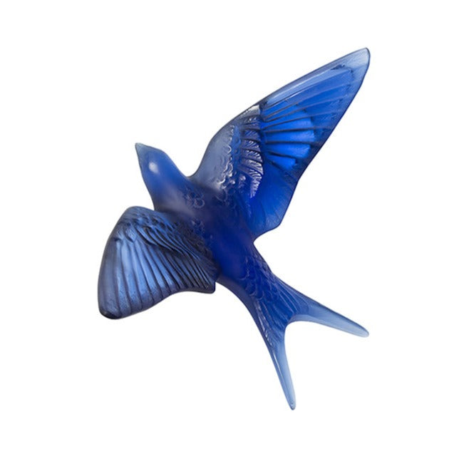 Lalique Wall Swallow Sculpture - Sapphire Blue Crystal 10624900
