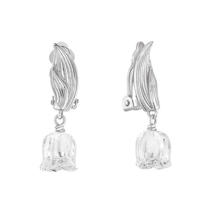 Lalique Muguet Clip On Earrings - Silver & Clear Crystal 10705300