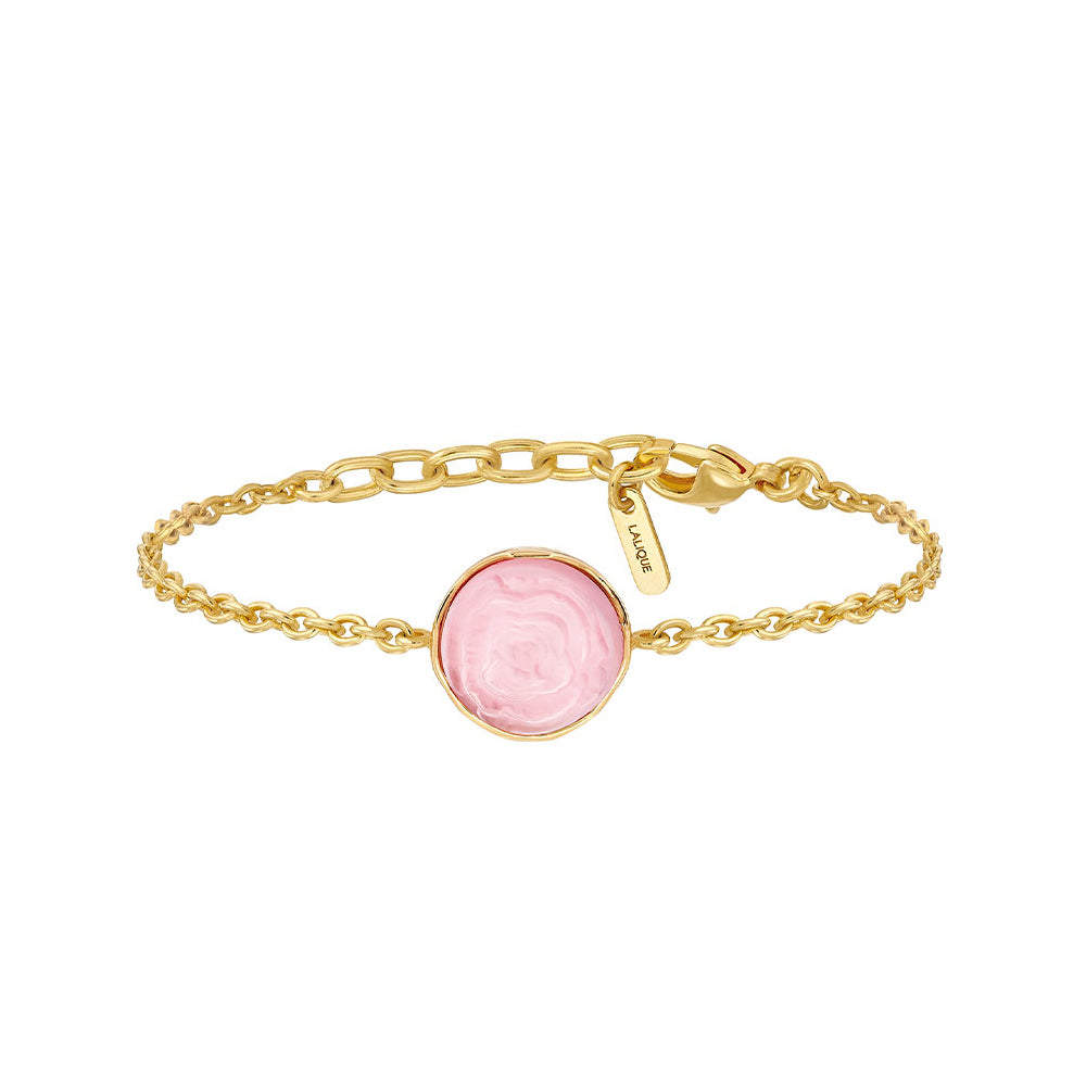 Lalique Pivoine Bracelet, Pink Crystal & 18k Gold Plated 10706900