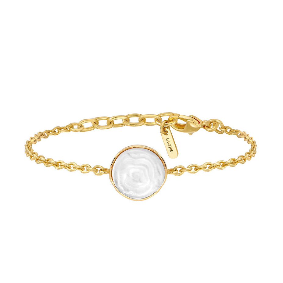 Lalique Pivoine Bracelet, White Pearly Crystal & 18k Gold Plated 10729700