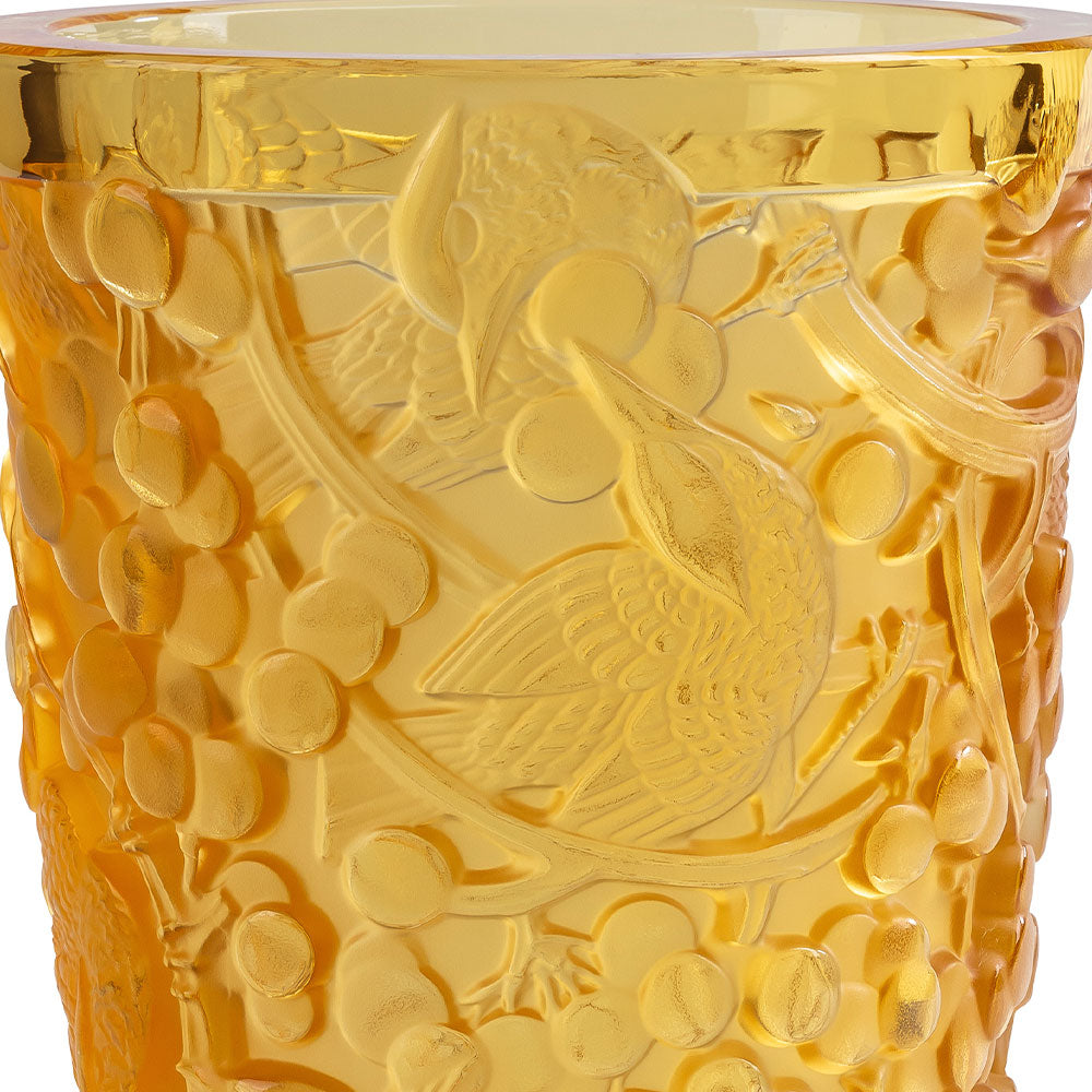 Lalique Merles & Raisins Vase - Medium  - Amber Crystal 10732200