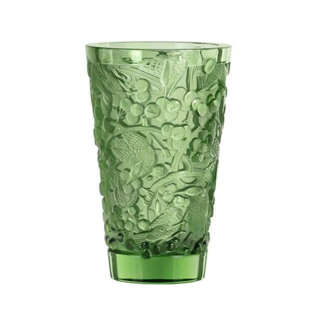 Lalique Merles & Raisins Medium Vase - Green Crystal 10732400