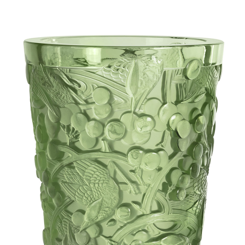 Lalique Merles & Raisins Medium Vase - Green Crystal 10732400