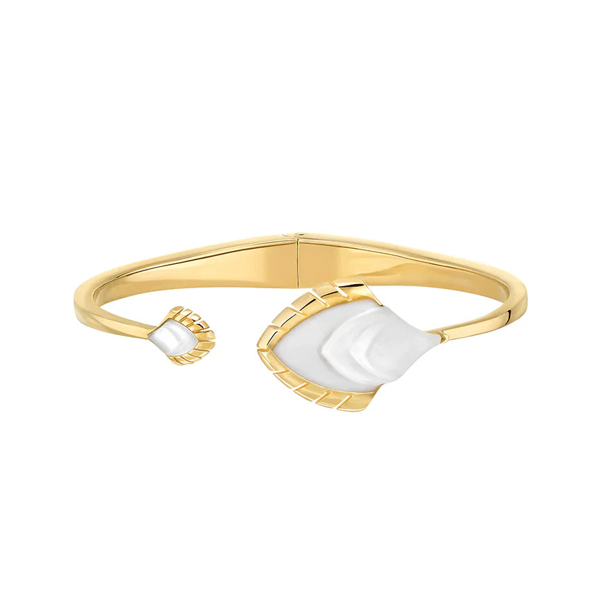 Lalique Paon Bracelet White Pearly Clear Crystal, 18K yellow gold plated 10737400