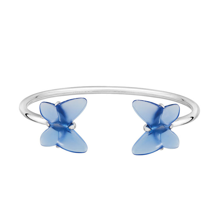 Lalique Butterfly Papillon Flexible Bracelet, Blue Crystal & Silver 10751800
