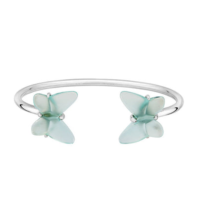 Lalique Butterfly Papillon Flexible Bracelet, Lagoon Crystal & Silver 10753200