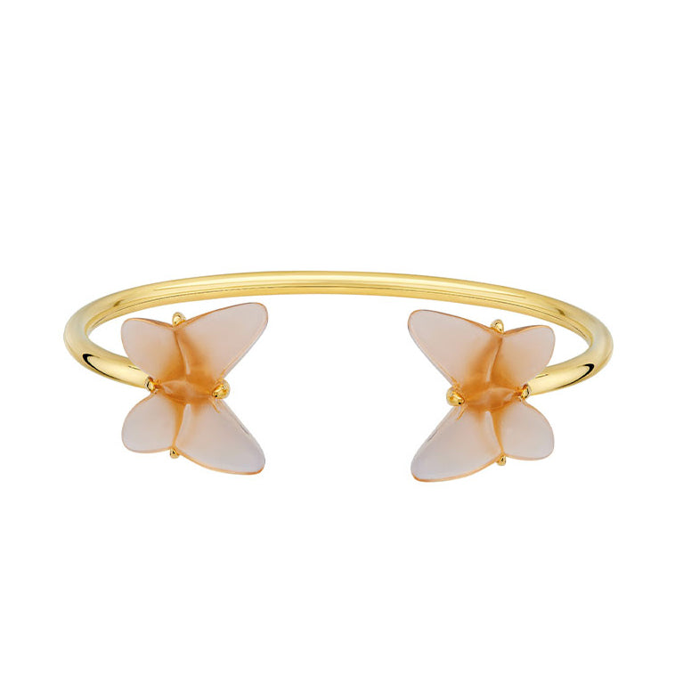Lalique Butterfly Papillon Flexible Bangle, Peach Crystal & 18k Gold Plate