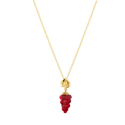 Lalique Vigne Necklace, Red Crystal & 18K Gold Plated 10755900