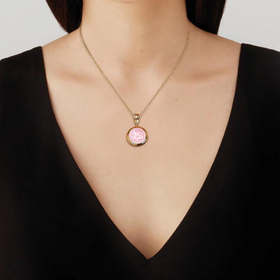 Lalique Aréthuse Round Pendant Clear Rose-pearled Crystal & 18k Gold Plated 10798700