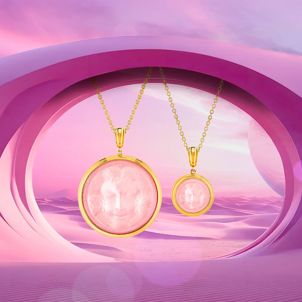 Lalique Aréthuse Round Pendant Clear Rose-pearled Crystal & 18k Gold Plated 10798700